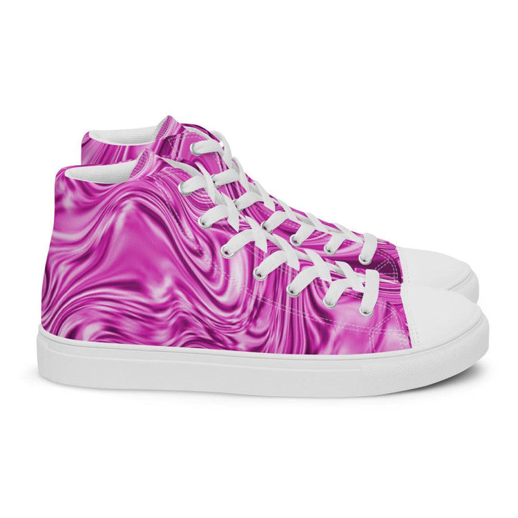 Pink Marble Men’s High Top Canvas Shoes - MessyBunFun - Your Destination for Stylish Unisex Clothing, Tops and bottoms - MessyBunFun.com