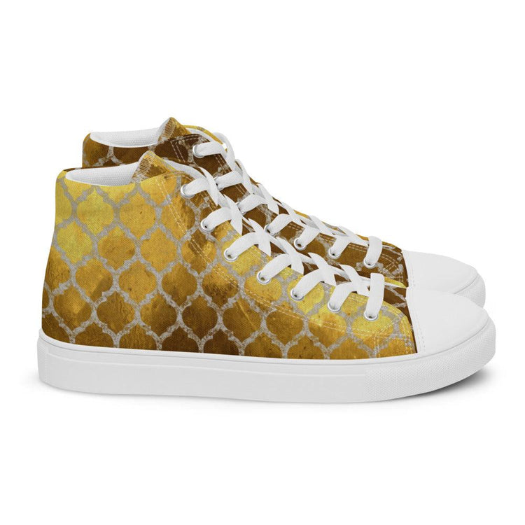 Golden Morocco Men’s High Top Canvas Shoes - MessyBunFun - Your Destination for Stylish Unisex Clothing, Tops and bottoms - MessyBunFun.com