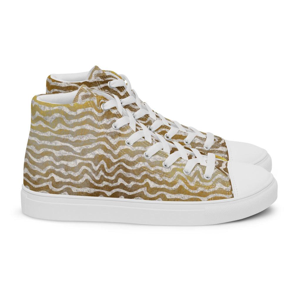 Golden Static Men’s High Top Canvas Shoes - MessyBunFun - Your Destination for Stylish Unisex Clothing, Tops and bottoms - MessyBunFun.com