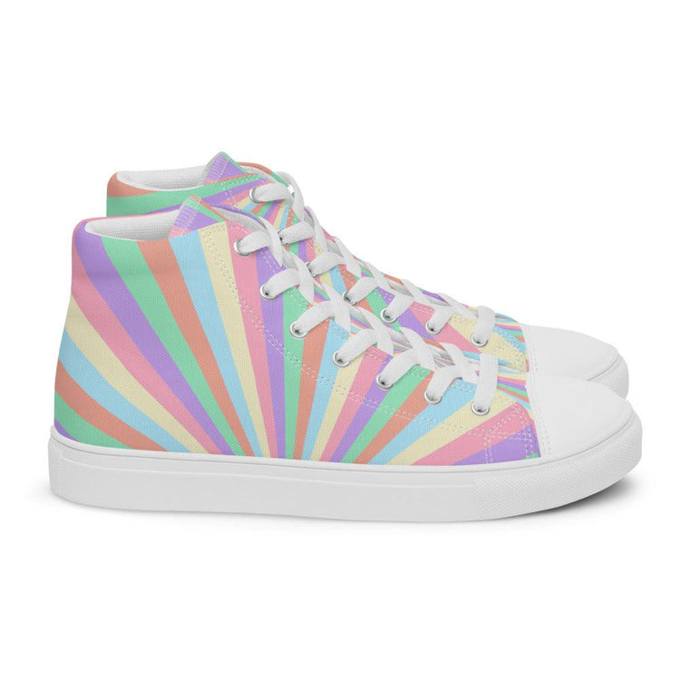 Rainbow Sunrise Men’s High Top Canvas Shoes - MessyBunFun - Your Destination for Stylish Unisex Clothing, Tops and bottoms - MessyBunFun.com