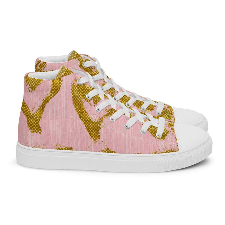 Gold Hearts Men’s High Top Canvas Shoes