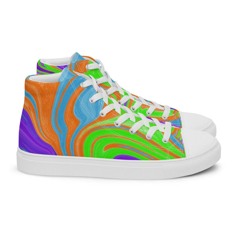 Neon Spill Men’s High Top Canvas Shoes - MessyBunFun - Your Destination for Stylish Unisex Clothing, Tops and bottoms - MessyBunFun.com