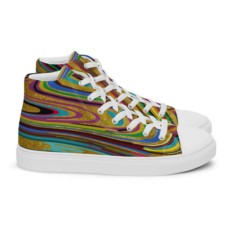 Multi Swirl Men’s High Top Canvas Shoes - MessyBunFun - Your Destination for Stylish Unisex Clothing, Tops and bottoms - MessyBunFun.com