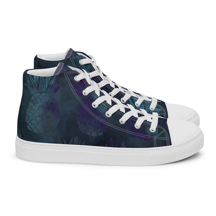 Teal Pineapple Men’s High Top Canvas Shoes - MessyBunFun - Your Destination for Stylish Unisex Clothing, Tops and bottoms - MessyBunFun.com