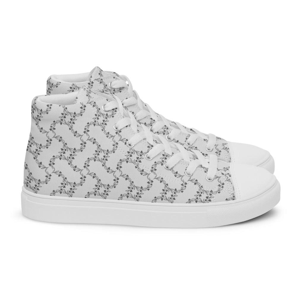 White Vines Men’s High Top Canvas Shoes - MessyBunFun - Your Destination for Stylish Unisex Clothing, Tops and bottoms - MessyBunFun.com