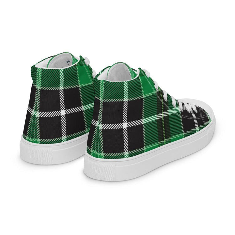 Green Buffalo Plaid Men’s High Top Canvas Shoes - MessyBunFun - Your Destination for Stylish Unisex Clothing, Tops and bottoms - MessyBunFun.com