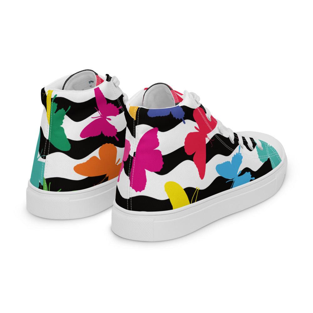 Butterfly Zig Zag Men’s High Top Canvas Shoes - MessyBunFun - Your Destination for Stylish Unisex Clothing, Tops and bottoms - MessyBunFun.com