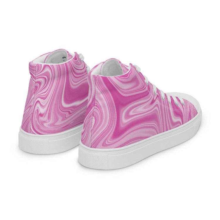 Pink Watermark Men’s High Top Canvas Shoes