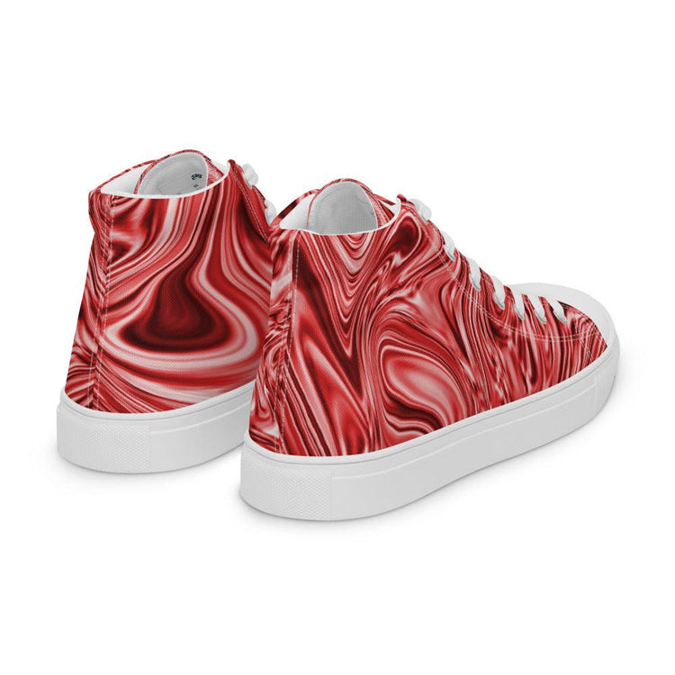 Red Marble Men’s High Top Canvas Shoes