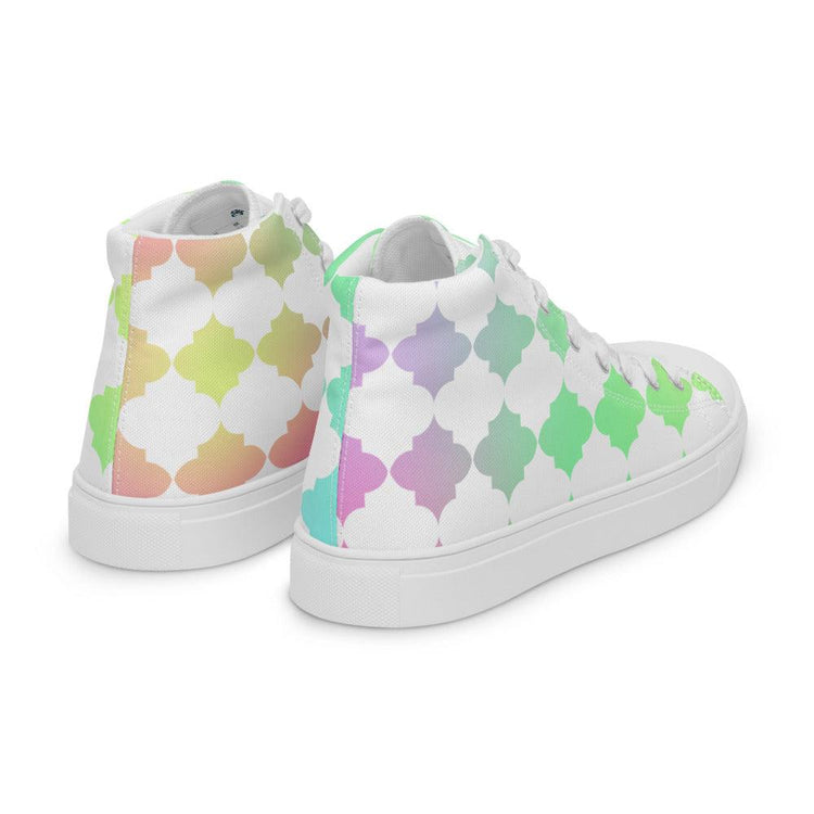 Moroccan Madness Men’s High Top Canvas Shoes - MessyBunFun - Your Destination for Stylish Unisex Clothing, Tops and bottoms - MessyBunFun.com