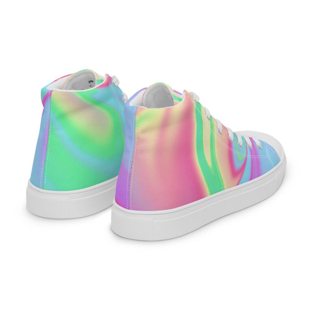 Tie-Dye Multi Swirl Men’s High Top Canvas Shoes - MessyBunFun - Your Destination for Stylish Unisex Clothing, Tops and bottoms - MessyBunFun.com