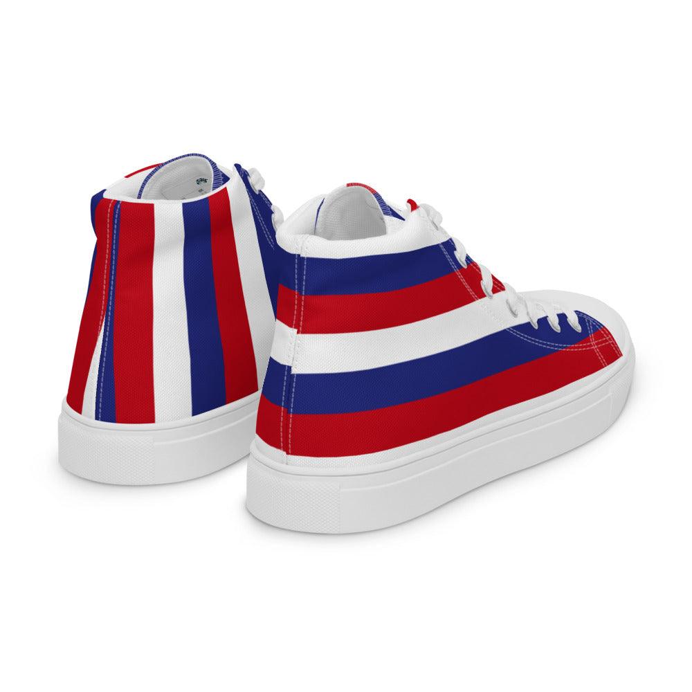 Stripes and More Stripes Men’s High Top Canvas Shoes - MessyBunFun - Your Destination for Stylish Unisex Clothing, Tops and bottoms - MessyBunFun.com