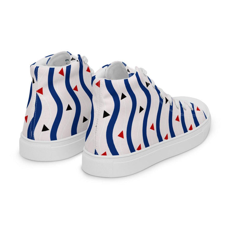 Triangle and Waves Men’s High Top Canvas Shoes - MessyBunFun - Your Destination for Stylish Unisex Clothing, Tops and bottoms - MessyBunFun.com