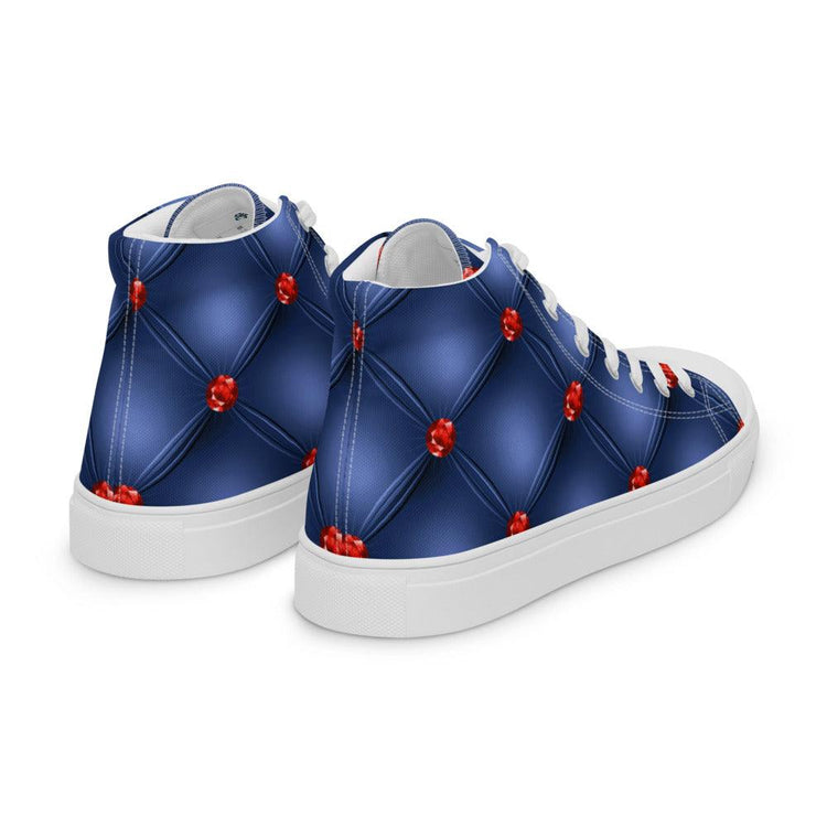 Blue Diamond Tuck Men’s High Top Canvas Shoes - MessyBunFun - Your Destination for Stylish Unisex Clothing, Tops and bottoms - MessyBunFun.com