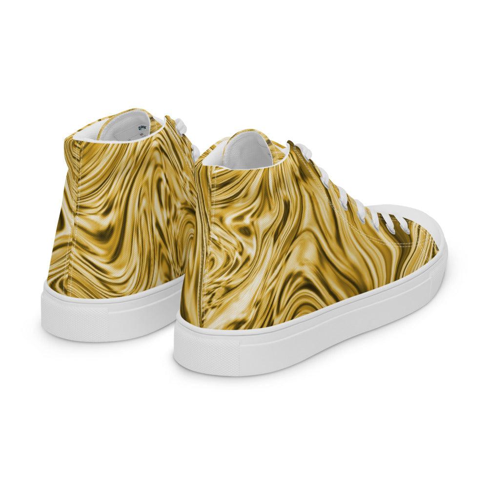 Gold Marble Men’s High Top Canvas Shoes - MessyBunFun - Your Destination for Stylish Unisex Clothing, Tops and bottoms - MessyBunFun.com