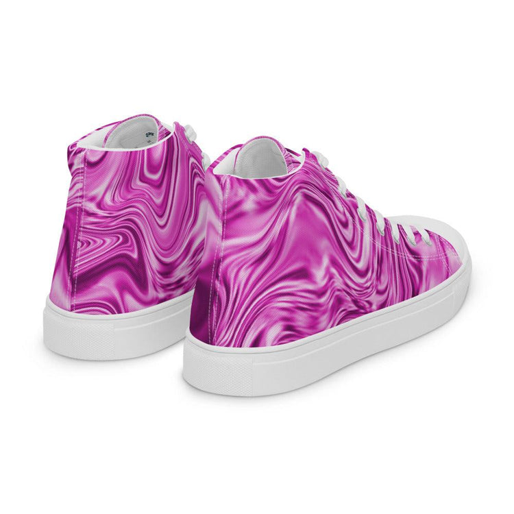 Pink Marble Men’s High Top Canvas Shoes - MessyBunFun - Your Destination for Stylish Unisex Clothing, Tops and bottoms - MessyBunFun.com