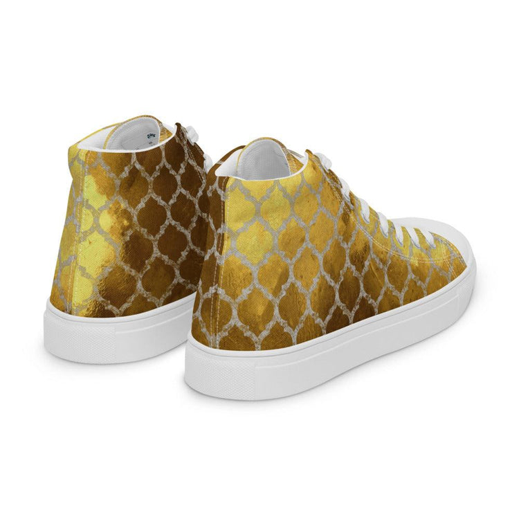 Golden Morocco Men’s High Top Canvas Shoes - MessyBunFun - Your Destination for Stylish Unisex Clothing, Tops and bottoms - MessyBunFun.com