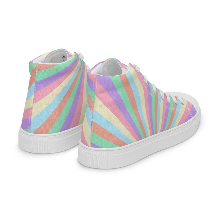 Rainbow Sunrise Men’s High Top Canvas Shoes - MessyBunFun - Your Destination for Stylish Unisex Clothing, Tops and bottoms - MessyBunFun.com