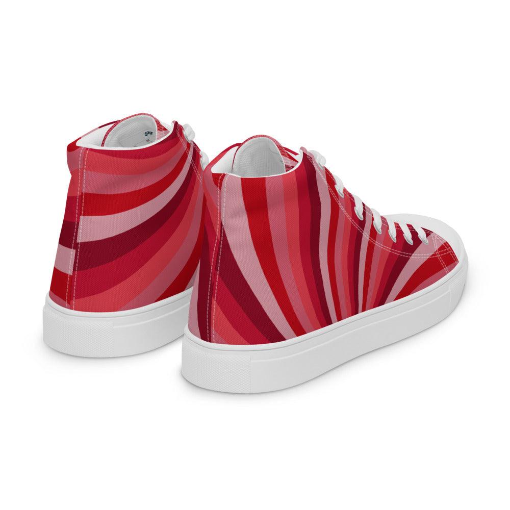 Red Sunrise Men’s High Top Canvas Shoes - MessyBunFun - Your Destination for Stylish Unisex Clothing, Tops and bottoms - MessyBunFun.com