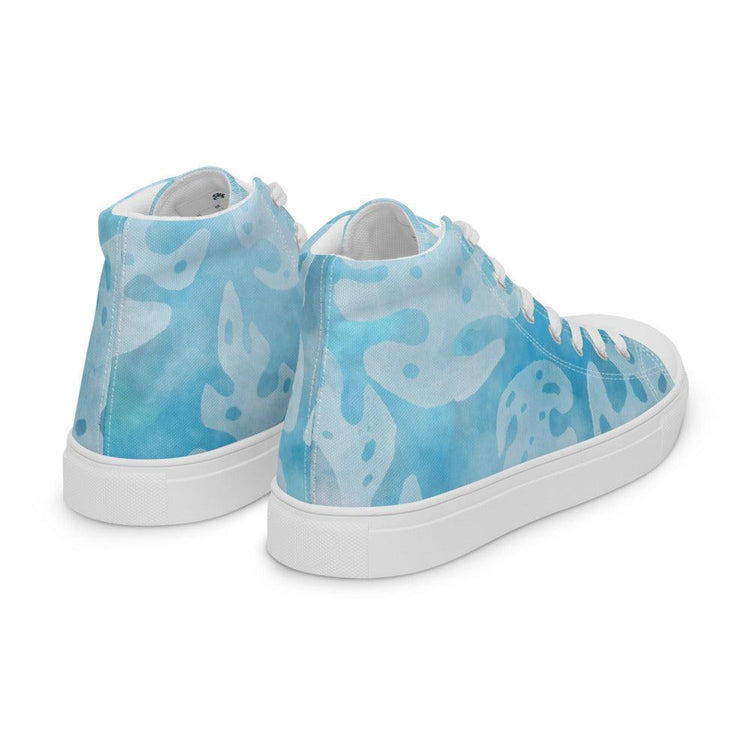 Teal Monstera Men’s High Top Canvas Shoes