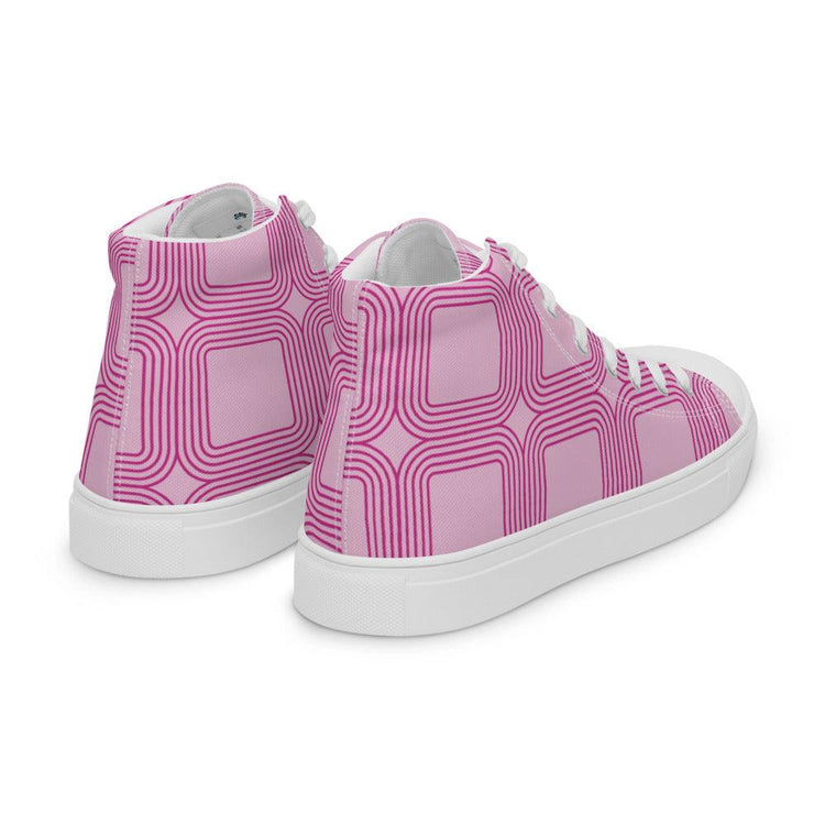 Pink Squared Men’s High Top Canvas Shoes - MessyBunFun - Your Destination for Stylish Unisex Clothing, Tops and bottoms - MessyBunFun.com