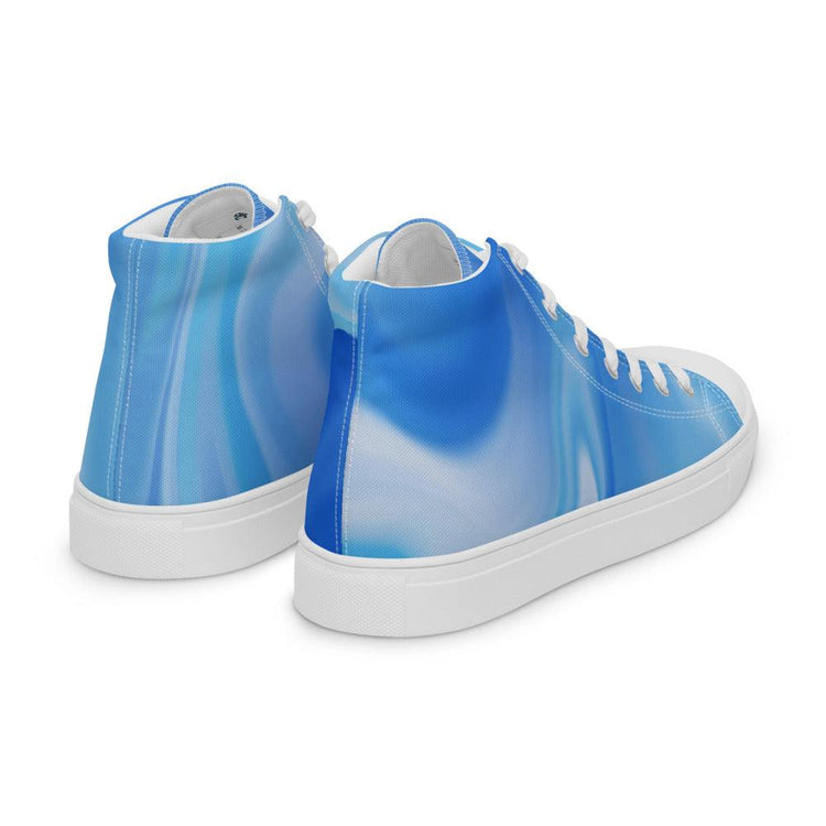 Blue Wave Men’s High Top Canvas Shoes - MessyBunFun - Your Destination for Stylish Unisex Clothing, Tops and bottoms - MessyBunFun.com