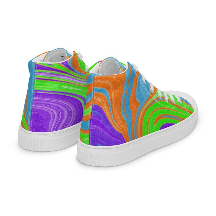 Neon Spill Men’s High Top Canvas Shoes - MessyBunFun - Your Destination for Stylish Unisex Clothing, Tops and bottoms - MessyBunFun.com