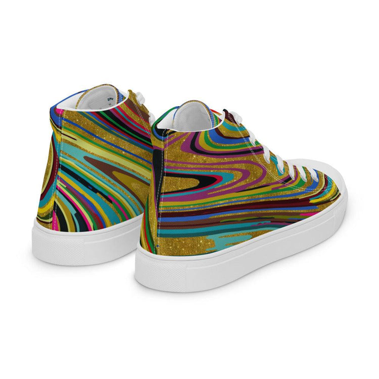 Multi Swirl Men’s High Top Canvas Shoes - MessyBunFun - Your Destination for Stylish Unisex Clothing, Tops and bottoms - MessyBunFun.com