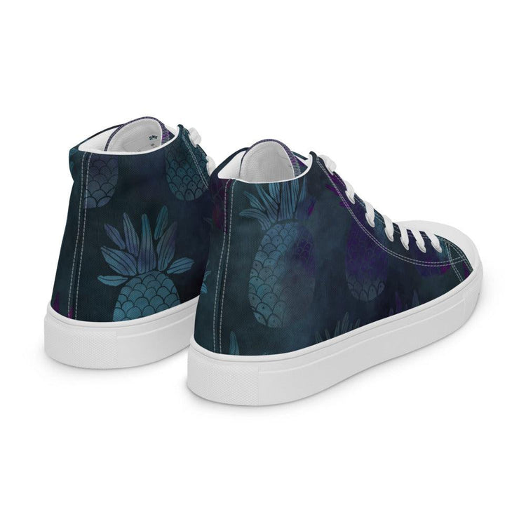 Teal Pineapple Men’s High Top Canvas Shoes - MessyBunFun - Your Destination for Stylish Unisex Clothing, Tops and bottoms - MessyBunFun.com