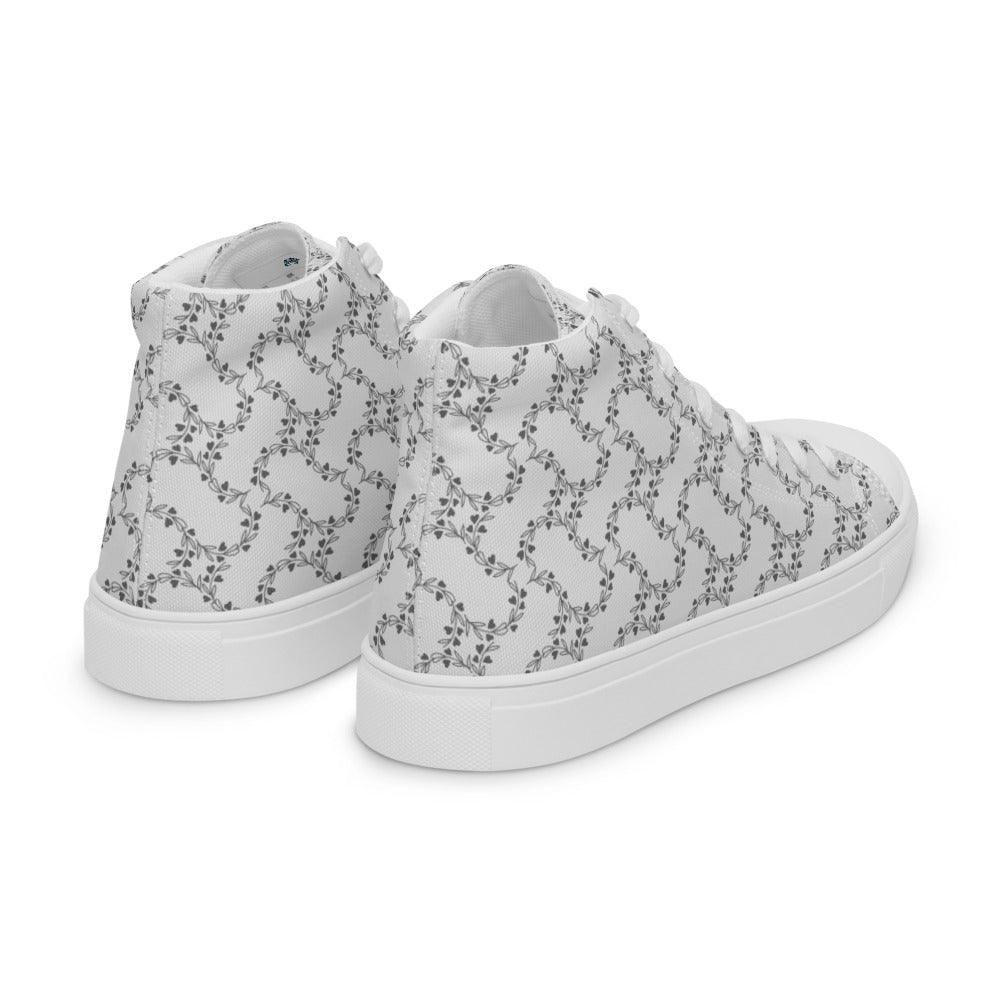 White Vines Men’s High Top Canvas Shoes - MessyBunFun - Your Destination for Stylish Unisex Clothing, Tops and bottoms - MessyBunFun.com