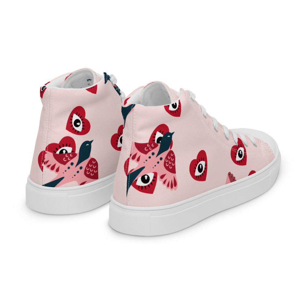 Watching You Men’s High Top Canvas Shoes - MessyBunFun - Your Destination for Stylish Unisex Clothing, Tops and bottoms - MessyBunFun.com