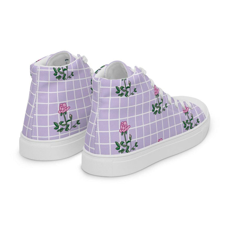 Rose Gingham Men’s High Top Canvas Shoes - MessyBunFun - Your Destination for Stylish Unisex Clothing, Tops and bottoms - MessyBunFun.com