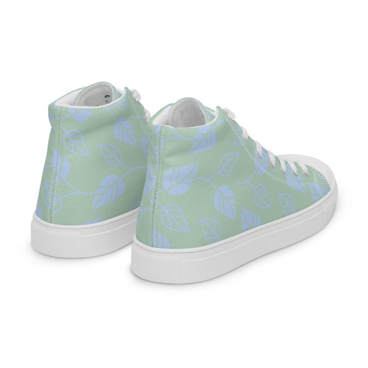 Monstera Blue Men’s High Top Canvas Shoes