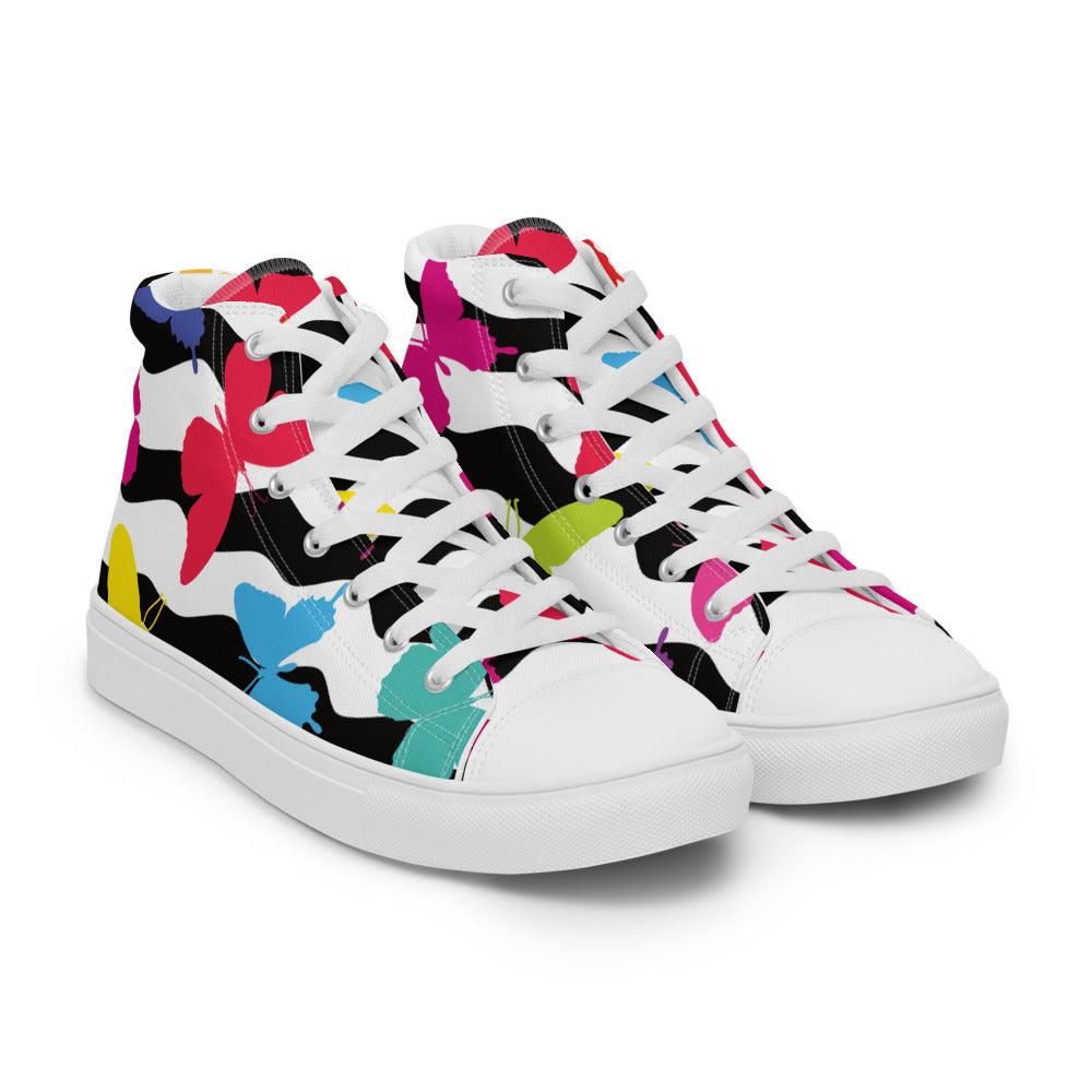 Butterfly Zig Zag Men’s High Top Canvas Shoes - MessyBunFun - Your Destination for Stylish Unisex Clothing, Tops and bottoms - MessyBunFun.com