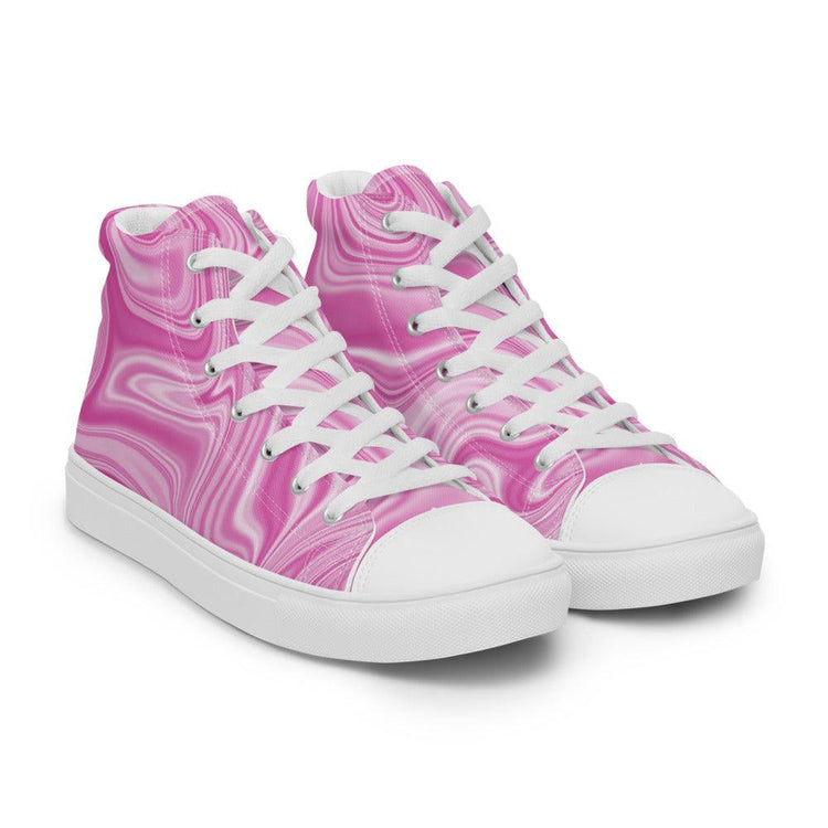 Pink Watermark Men’s High Top Canvas Shoes