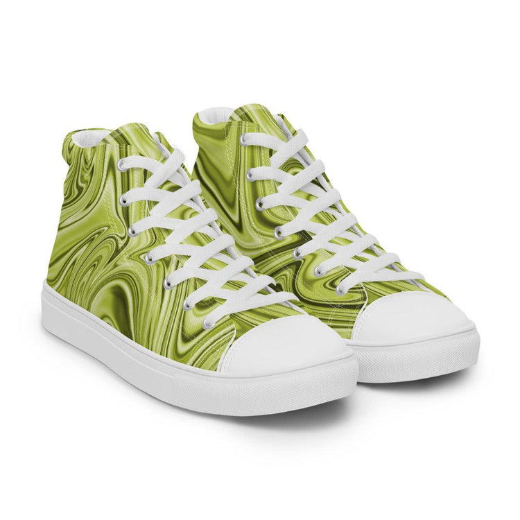Marble Lime Men’s High Top Canvas Shoes