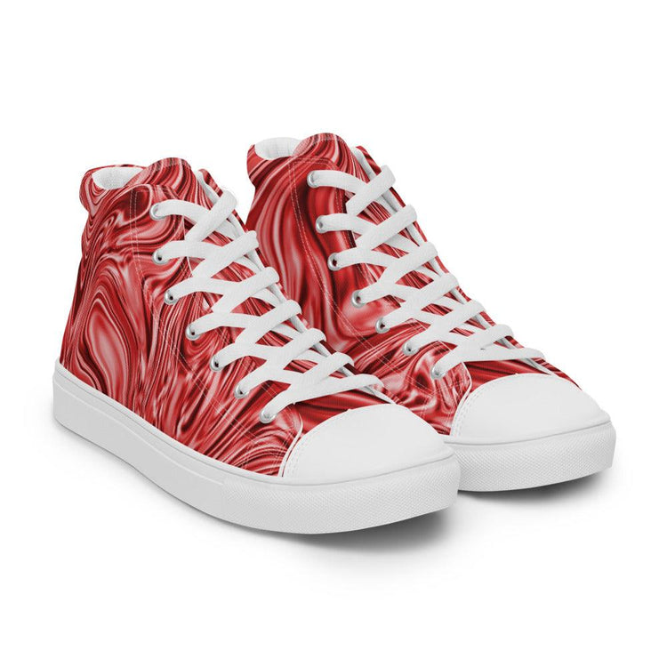 Red Marble Men’s High Top Canvas Shoes