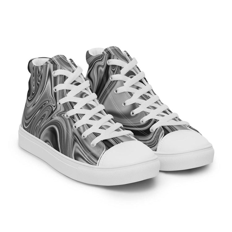 Black Marble Men’s High Top Canvas Shoes