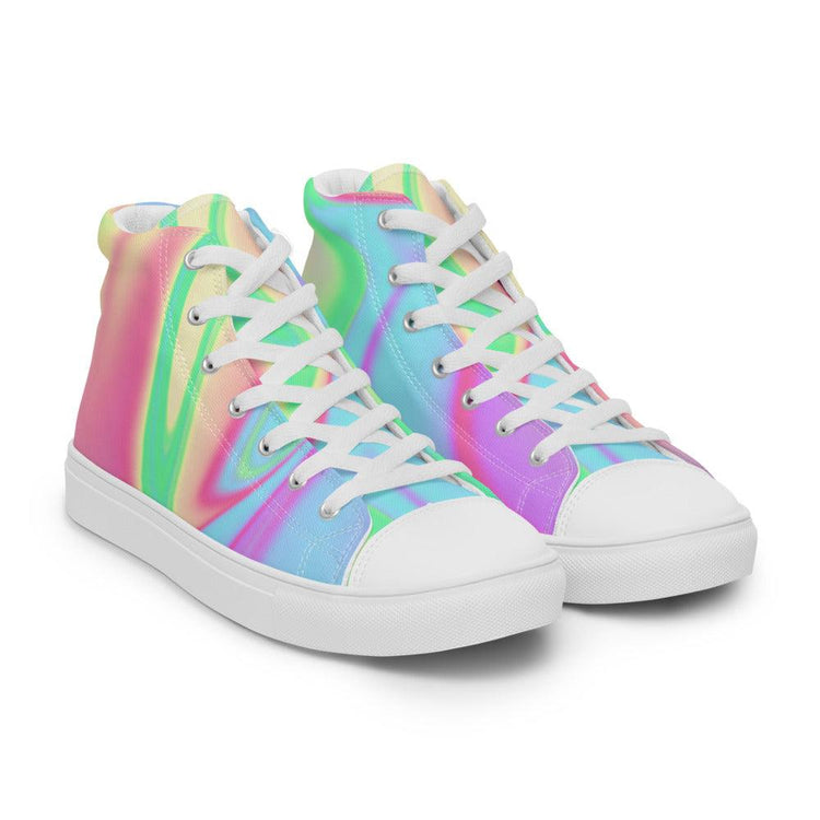 Tie-Dye Multi Swirl Men’s High Top Canvas Shoes - MessyBunFun - Your Destination for Stylish Unisex Clothing, Tops and bottoms - MessyBunFun.com