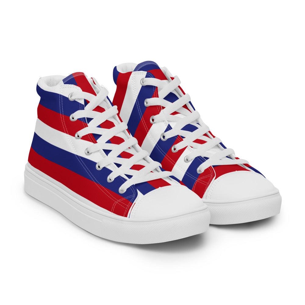 Stripes and More Stripes Men’s High Top Canvas Shoes - MessyBunFun - Your Destination for Stylish Unisex Clothing, Tops and bottoms - MessyBunFun.com