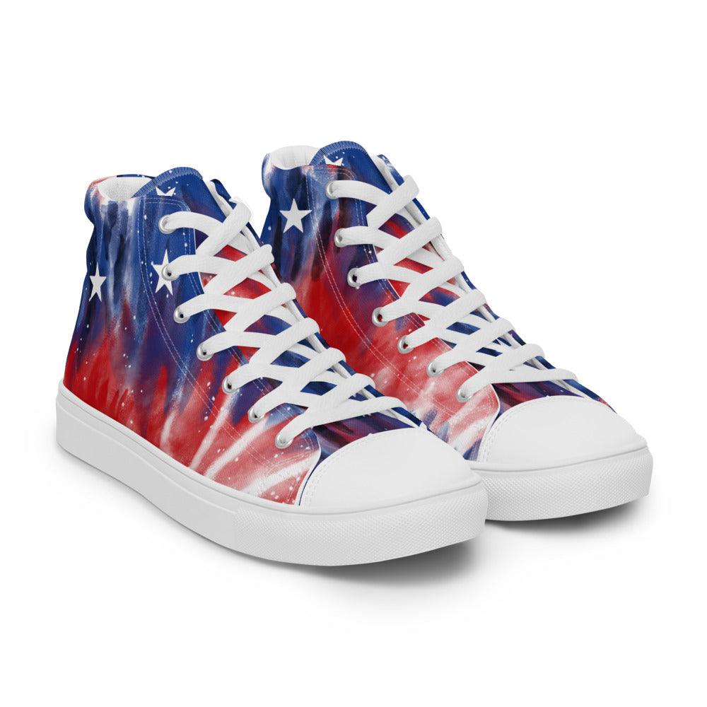 Celebrate USA Men’s High Top Canvas Shoes - MessyBunFun - Your Destination for Stylish Unisex Clothing, Tops and bottoms - MessyBunFun.com