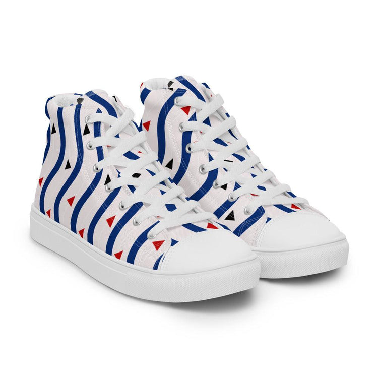 Triangle and Waves Men’s High Top Canvas Shoes - MessyBunFun - Your Destination for Stylish Unisex Clothing, Tops and bottoms - MessyBunFun.com