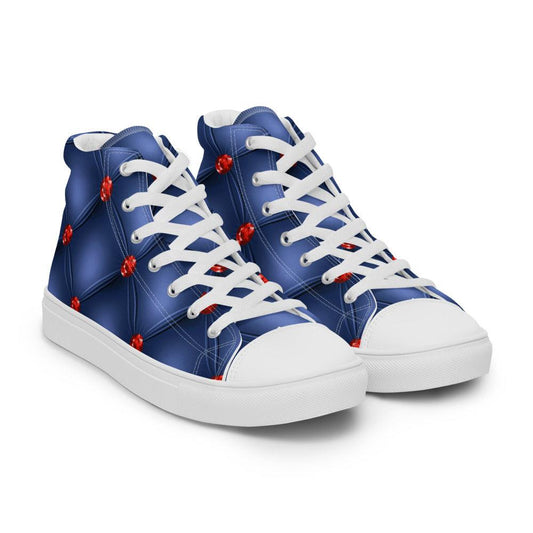 Blue Diamond Tuck Men’s High Top Canvas Shoes - MessyBunFun - Your Destination for Stylish Unisex Clothing, Tops and bottoms - MessyBunFun.com