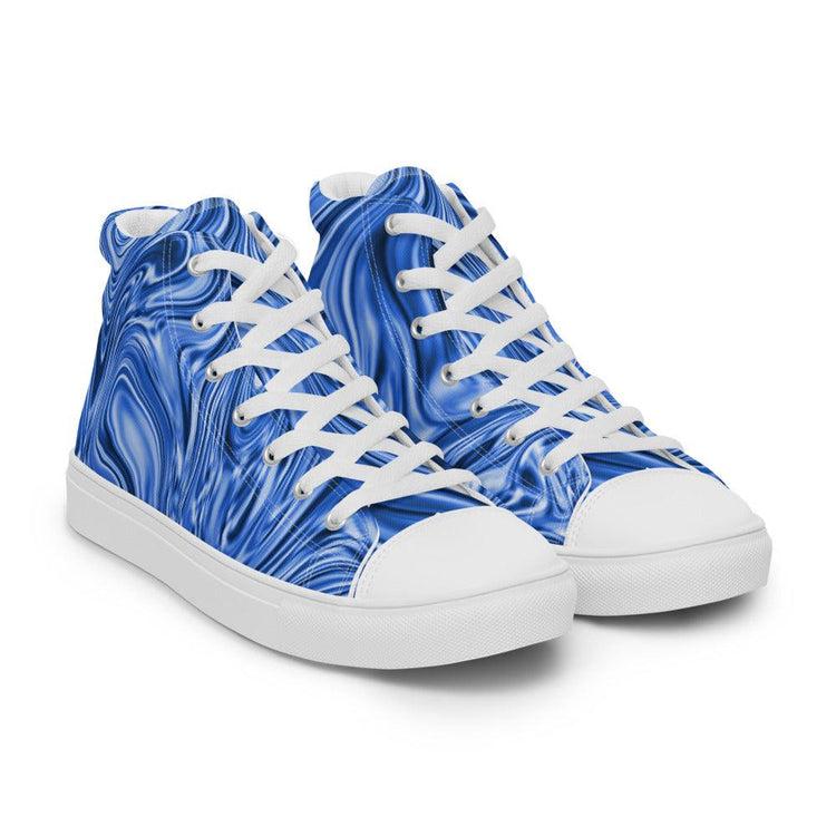 Blue Marble Men’s High Top Canvas Shoes - MessyBunFun - Your Destination for Stylish Unisex Clothing, Tops and bottoms - MessyBunFun.com