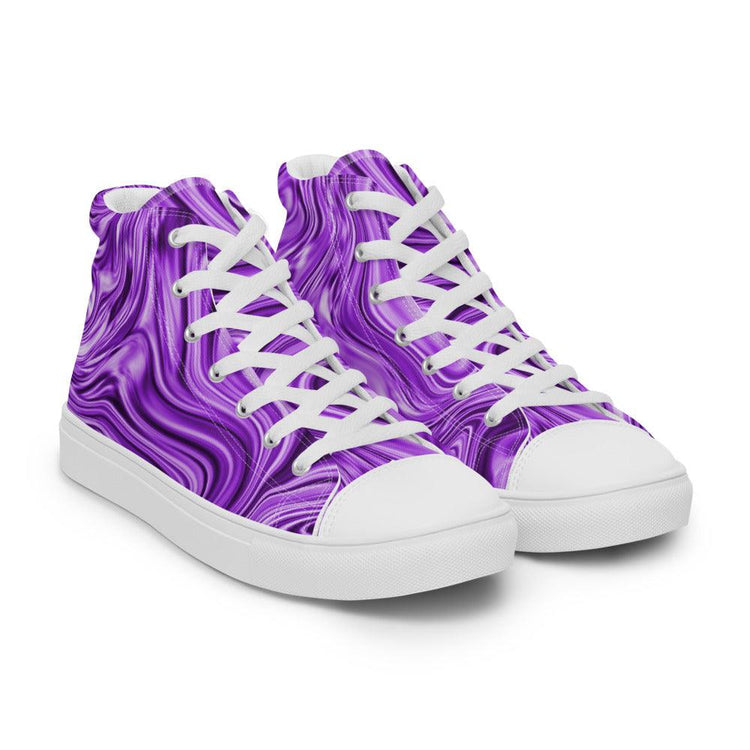 Purple Marble Men’s High Top Canvas Shoes - MessyBunFun - Your Destination for Stylish Unisex Clothing, Tops and bottoms - MessyBunFun.com