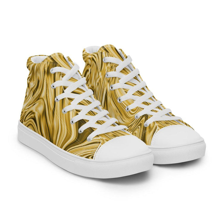 Gold Marble Men’s High Top Canvas Shoes - MessyBunFun - Your Destination for Stylish Unisex Clothing, Tops and bottoms - MessyBunFun.com