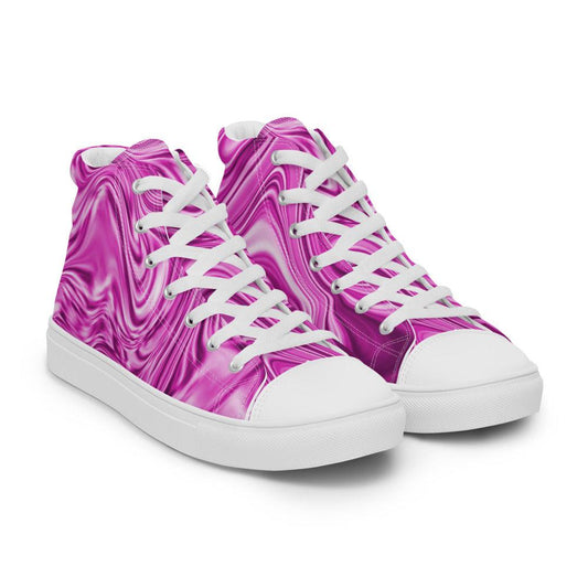 Pink Marble Men’s High Top Canvas Shoes - MessyBunFun - Your Destination for Stylish Unisex Clothing, Tops and bottoms - MessyBunFun.com