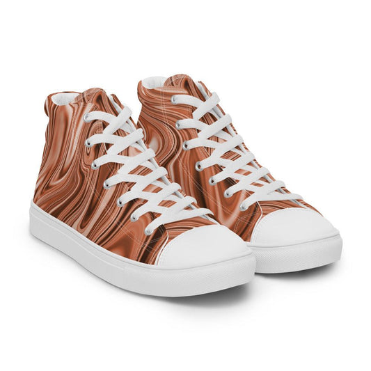 Burnt Orange Marble Men’s High Top Canvas Shoes - MessyBunFun - Your Destination for Stylish Unisex Clothing, Tops and bottoms - MessyBunFun.com