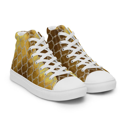 Golden Morocco Men’s High Top Canvas Shoes - MessyBunFun - Your Destination for Stylish Unisex Clothing, Tops and bottoms - MessyBunFun.com