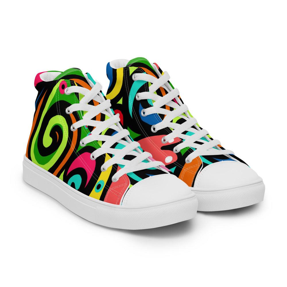 Hippy Days Men’s High Top Canvas Shoes - MessyBunFun - Your Destination for Stylish Unisex Clothing, Tops and bottoms - MessyBunFun.com